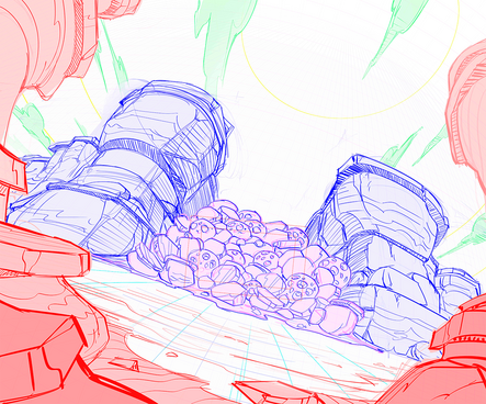 Goo Jit Zu Meteor Madness - Background Art (Rough Layout)