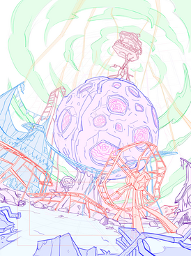 Goo Jit Zu Meteor Madness - Background Art (Rough Layout)